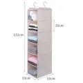 Hangkast organizer meerlaagse stoffen opbergtas voor kledingkast planken met handige haken - Beige 6-Laags