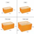 Foldable fabric storage box for clothes, multi-size home organizer bin with handles. - Hermes Orange Without Cover (Washable)