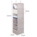 Organizer appendiabiti da armadio con doppi ganci, mensola multi-strato in tessuto e cassetti. - Beige 6 Strati + 2 Cassetti