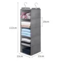 Organizer sospeso per armadio grigio con 5 ripiani e 2 ganci metallici per vestiti e tessuti. - Grigio 5 Strati