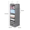 Organizer da appendere per armadio in tessuto grigio con doppi ganci e cassetto porta abiti - Grigio 5 Strati + 1 Cassetto