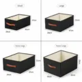 Foldable fabric storage box in multiple sizes with brown handles for home clothes organization. - Black Without Cover (Washable)