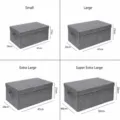 Foldable fabric storage box with lid, grey organizer bin for clothes, multiple sizes. - Gray With Cover (Washable)