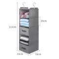 Organizer da appendere per armadio in tessuto grigio con cassetti e ganci 33x33x112cm - Grigio 5 Strati + 2 Cassetti
