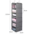Organizzatore per armadio sospeso a 6 ripiani in tessuto scaffale appendiabiti grigio - Grigio 6 Strati