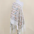 Imitat Kaschmir Ginkgo Blatt bestickter Schal Tuch warme ethnische Stil Winter Umhang Details - Milchweiß