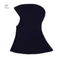 Detail view of solid color breathable mercerized cotton hooded dickey in navy blue. - 46cm / Navy Blue