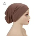 Solid color modal wide brim hijab cap soft breathable elastic inner cap for women daily wear - #9 Khaki