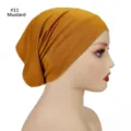 Solid color modal wide brim inner hijab cap, stretchy breathable bonnet cap for women. - #11 Ginger Yellow