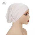Solid color modal wide brim hijab cap, soft breathable elastic round tube inner cap for women. - #12 White