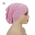 Solid color modal wide-brim undercap detail, soft breathable elastic tube headscarf inner cap. - #13 Pink
