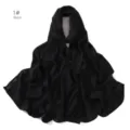 Solid black elastic jersey hijab scarf for women, soft breathable Muslim head wrap. - 1# Black