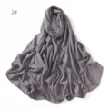 Grey stretch jersey hijab detail, soft and breathable fabric closeup, plain scarf. - 2#Gray