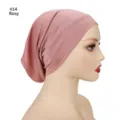Solid color modal wide brim under cap breathable elastic headscarf for daily wear - #14 Rosy