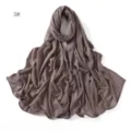 Soft elastic solid color jersey hijab scarf for women, breathable daily head cover detail. - 3# Taupe