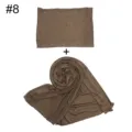 Einfarbiges Modal Baumwolle weich Damen kleine Größe Schal Unterkappe Set Detailansicht. - Dunkelbraun