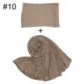 Einfarbiges Modal Hijab Schal und Unterziehkappe Set für Damen, weich und bequem. - Khaki