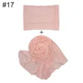 Rosa einfarbige Damen Modal Schal und Innenkappe Set Detailansicht, weicher Stoff. - Rosa