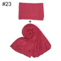 Solid color modal cotton soft women hijab scarf and inner cap set detail view showing fabric. - White