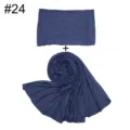 Einfarbig Modal Baumwolle Hijab Schal Kappe Set weich Damen Kopftuch blau Detail - Dunkelblau