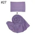 Einfarbiges Baumwolle Modal Damen Schal und Unterziehkappe Set, weiches lila Hijab Set. - Blasslila