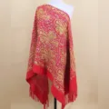 Roter Kaschmirimitat Schal mit goldenem Paisleymuster dicker warmer Damen Umhang Winter - Rot