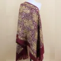 Écharpe châle d'hiver épaisse et chaude brodée de cachemire bordeaux élégante foulard wrap - Bordeaux