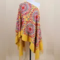 Ethno Sonnenblumen bestickter Kunstkaschmir Damen Schal Tuch gelb Mode Winter warm - Gelb