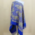 Blaues goldenes Kaschmirimitat Schal Tuch, dicker warmer Winterschal mit Paisleymuster. - Blau