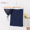 Donkerblauwe mesh muts met trekkoord en bijpassende chiffon sjaal set, elegante look. - Nr. 3 Marineblauw