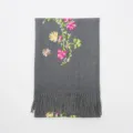 Women grey embroidered floral imitation cashmere scarf shawl variant fashion winter warm - Gray