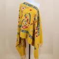 Damen Herbst Winter warme Kaschmir-Gefühl Schal ethnische Stil Paisley bestickte Stola - Gelb
