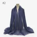 Einfarbiger knitterfreier baumwoll schal damen casual fransen tuch dunkelblau neu - Muster #2