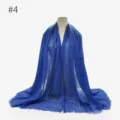 Königliches blaues, geknittertes Damentuch, leichtes Baumwollmischgewebe Schal mit Fransen. - Punktierung (#4)