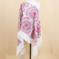 Fashion ethnic style sunflower embroidered faux cashmere women's warm shawl scarf variant. - White