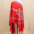 Roter bestickter Kaschmirimitat Damen Schal Tuch ethnischer Stil warm dick Winter neu - Rot / 200cm