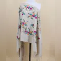 Autumn winter imitation cashmere embroidered floral scarf shawl warm ethnic style cozy women - Khaki / 200cm