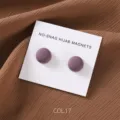 Matte purple magnetic hijab pins, strong round magnetic scarf clips, elegant set of 2. - COL.17 Dark Purple