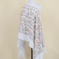 Weißer kaschmirähnlicher bestickter Blumenschal Umhang mit Fransen für Damen im Winter - Weiß