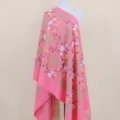 Pink imitation cashmere embroidered shawl, ethnic style warm winter scarf for women. - Watermelon red