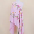 Pink floral embroidered imitation cashmere shawl, elegant bohemian winter scarf for women daily. - Bright Pink