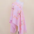 Pink Cashmere Shawl Ethnic Style Embroidered Scarf with Tassel Warm Winter Cloak 300g - Glitter