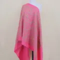 Hot pink paisley embroidered cashmere feel scarf, elegant ethnic style warm winter shawl cloak for women. - Watermelon red