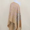 Thickened warm imitation cashmere scarf with ethnic floral paisley embroidery, perfect for women. - Camel