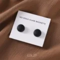 Round matte black hijab magnets, two-piece strong magnetic scarf clips for daily wear. - COL.27 Black