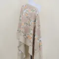 Beige imitation cashmere embroidered shawl, elegant floral scarf for women, warm winter cloak. - Khaki