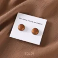 Matte round magnetic hijab pins set of two, brown alloy scarf clips for daily shawl accessories. - COL.29 Brown