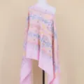 Pink Cashmere Feel Paisley Scarf Gold Embroidery Ethnic Shawl Winter Warm Women Cape - Bright Pink