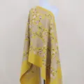 Yellow floral embroidered imitation cashmere shawl scarf for women warm winter ethnic cloak. - Yellow