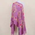 Purple imitation cashmere embroidered shawl winter warm ethnic style fringe scarf variant - Lotus Pink
